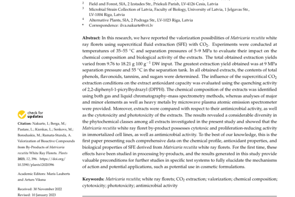 Valorization of Bioactive Compounds from By-Products of Matricaria recutita White Ray Florets first page